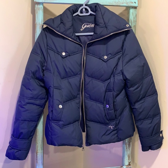 Guess Jackets & Blazers - Guess Navy Puffer Coat Med
